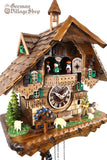 German Cuckoo Clock battery operated black forest chalet with moving shepherd and music