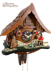 German Cuckoo Clock 1 day mechanical black forest chalet with moving fisherman