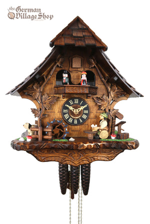 German Cuckoo Clock 1 day mechanical black forest chalet with music and moving beer drinker