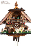 German Cuckoo Clock 1 day mechanical black forest chalet with music and wood chopper