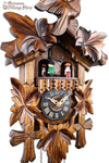 German Cuckoo Clock battery operated with traditional maple leaves and cuckoo bird with music