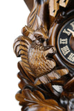 German Cuckoo Clock battery operated traditional hunting scene and squirrel carvings with music