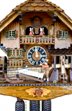 German Cuckoo Clock 8 day mechanical black forest chalet with music horse logging cart and mill