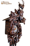 German Cuckoo Clock 8 day mechanical Hones traditional cuckoo clock from the black forest before the hunt scene 