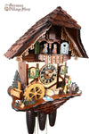 German Cuckoo Clock 8 day mechanical black forest chalet with clock peddler and music