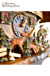 German Cuckoo Clock 8 day mechanical Hones chalet from the black forest hunter with hand carved wooden deer and stag figurines