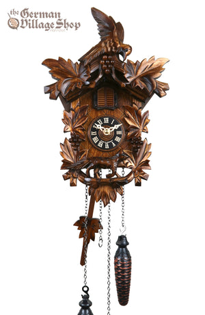 German Cuckoo Clock battery operated with cuckoo bird, grape vines and fox