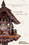 Traditional Black Forest Cuckoo Clocks. Black Forest Hones Cuckoo Clock. Forest Chalet with dark stained timber and bears with bear cubs