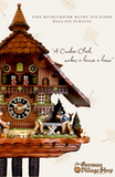 German Cuckoo Clock 8 day mechanical Hones chalet from the black forest with wood chopper and wood Sawyer men
