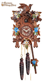 Cuckoo Clock Quartz - Traditional hand painted blue flowers