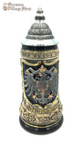 German beer stein with rustic finish, pewter eagle and pewter lid. Featured in The German Village Shop Hahndorf South Australia