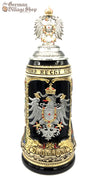 Beer Stein - Rustic Coloured German cities & eagle with eagle lid 1L