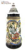 Traditional German beer stein featuring Neuschwanstein castle and pewter lid. featured in The German Village Shop Hahndorf South Australia