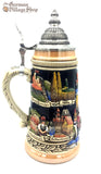 German beer stein with cobalt blue finish and German cities. Featured in The German Village Shop Hahndorf South Australia