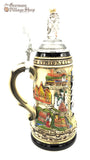 Beer Stein - Rustic Coloured German cities & eagle with eagle lid 1L