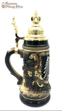 Beer Stein - Pewter German eagle with gold lid 1/2 L
