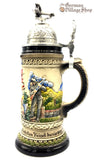 German beer stein featuring the historic red Barron design and pewter plane lid. featured in The German Village Shop Hahndorf South Australia