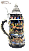 German beer stein with black gloss finish state crests and pewter lid. featured in The German village Shop Hahndorf South Australia