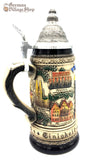 German beer stein with rustic finish, eagle crest and pewter lid. Featured in The German Village shop Hahndorf South Australia