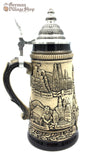 Traditional German beer stein with rustic finish and Deutschland cities. featured in The German Village Shop Hahndorf South Australia