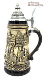 Traditional German beer stein with rustic finish and Deutschland cities. featured in The German Village Shop Hahndorf South Australia