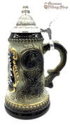 Beer Stein Traditional - 1/4 L Black and green with pewter lid