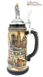 German beer stein with rustic finish, state flags and pewter eagle lid. Featured in The German Village Shop Hahndorf South Australia