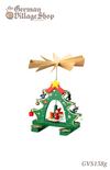 German wooden Christmas pyramid, Christmas decorations, Christmas pyramid with fan, spinning top, nativity pyramid
