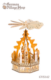 German wooden Christmas pyramid, Christmas decorations, Christmas pyramid with fan, spinning top, nativity pyramid