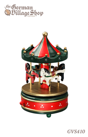 wooden musical Christmas carousel, children's toy and gift