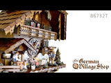 Video showing German Cuckoo Clock 8 day mechanical Hones chalet featuring black forest scene.
