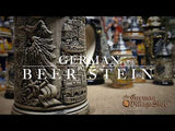 German beer stein with rustic finish and pewter lid. Featured in The German Village shop Hahndorf South Australia 