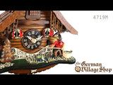 Video of 1 day mechanical chalet cuckoo clock with Coo Coo call and moving fisherman