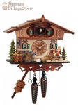 Cuckoo Clock Quartz - Chalet with rocking horse & turning water wheel